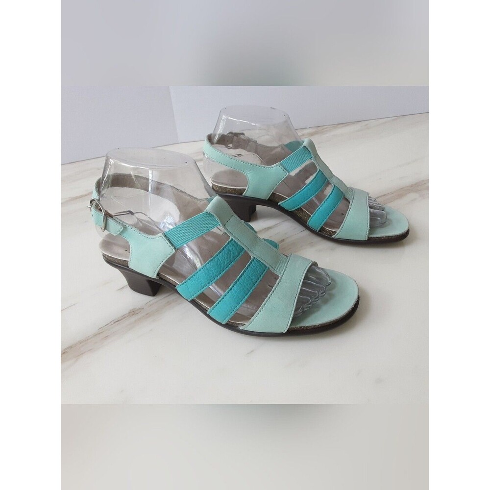 SAS Allegro Aqua Blue Leather Strappy Slingback Sandals Sz 6.5M
